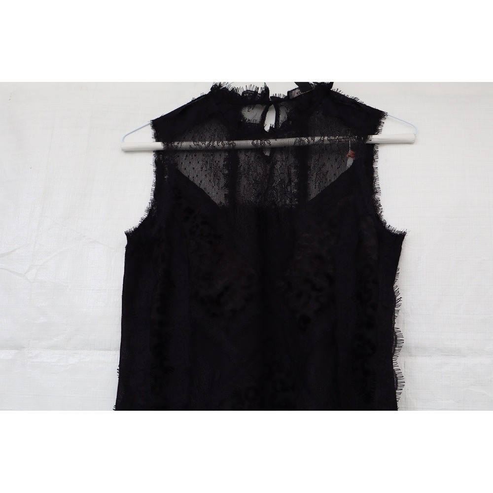 AllSaints Black Lace Leopard Devore Women Midi Dress Sleeveless High Neck US XS - Picture 14 of 15